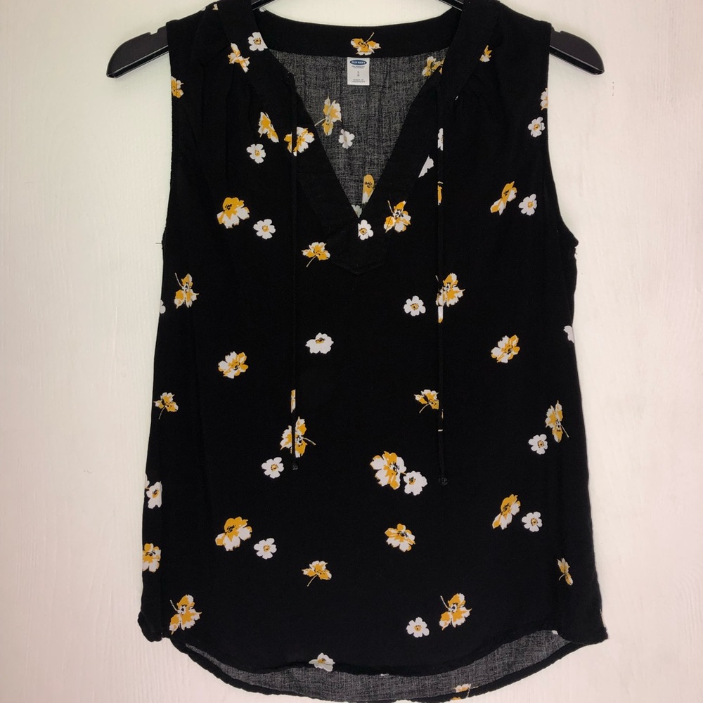 Black Yellow Flowers Tank